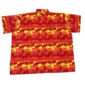 Royal Creations Palm Trees Red Yellow Caribbean Aloha 3X Men’s Shirt